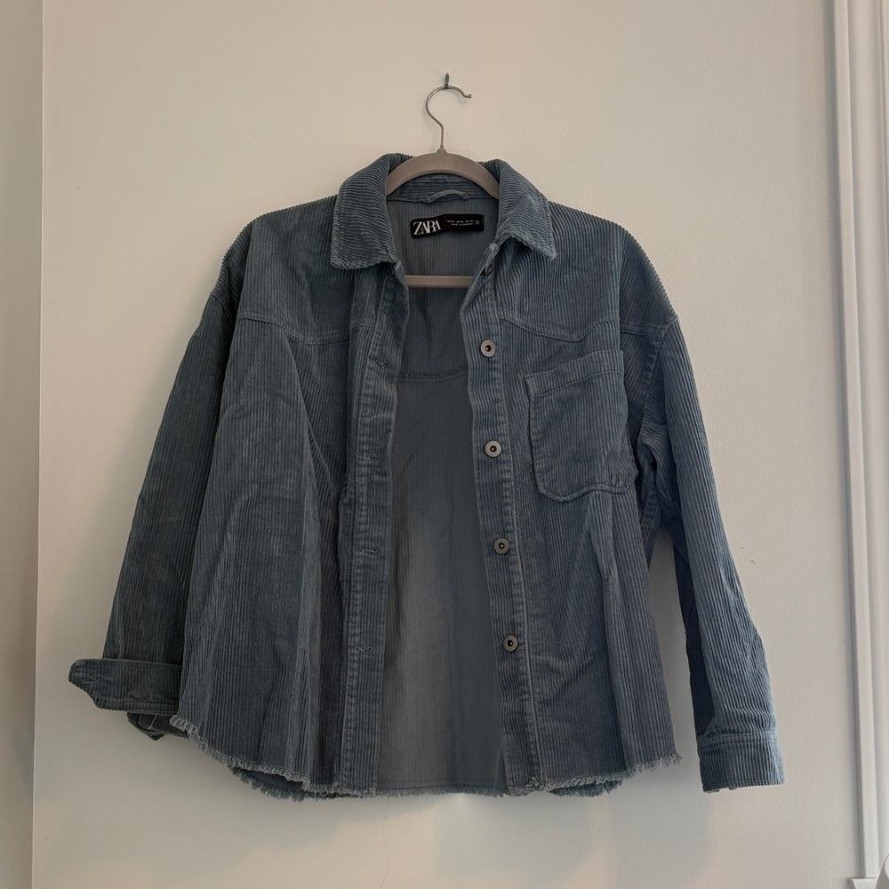Zara Blue Oversized Corduroy Shacket